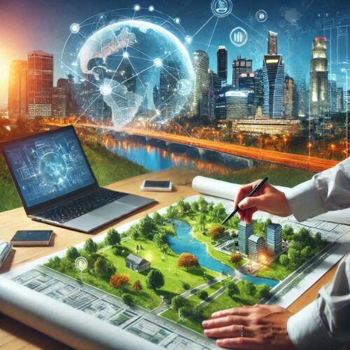 a landscape architect using Mapsol to design a sustainable smart city